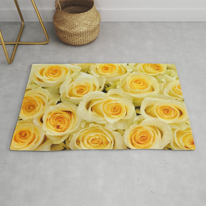 soft yellow roses close up Rug