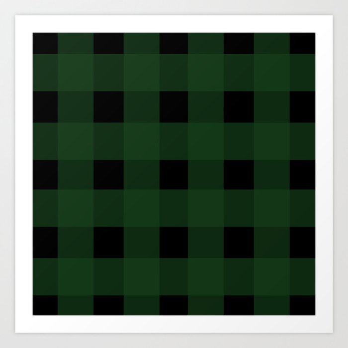 Dark green gingham pattern Art Print