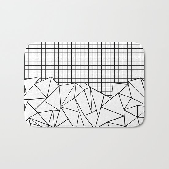Abstract Grid #2 Black on White Bath Mat
