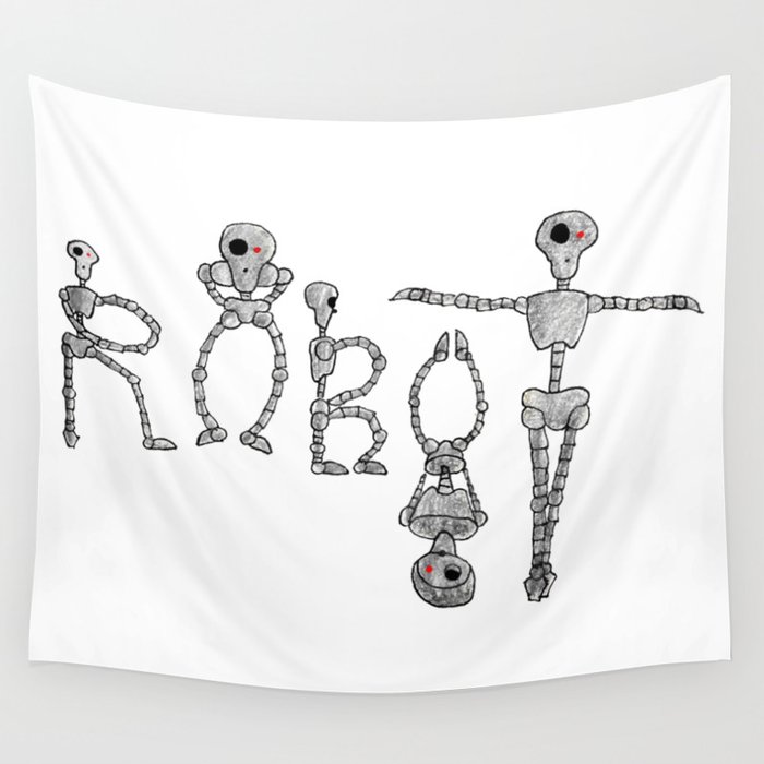 Robots writing robot Wall Tapestry