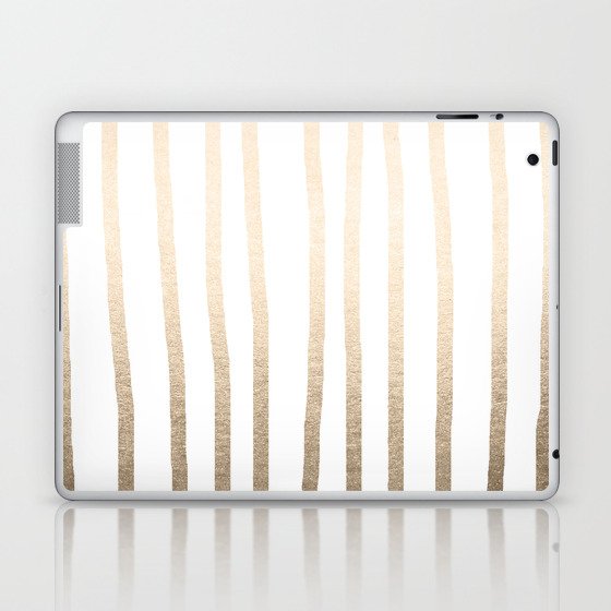 Simply Drawn Vertical Stripes in White Gold Sands Laptop & iPad Skin