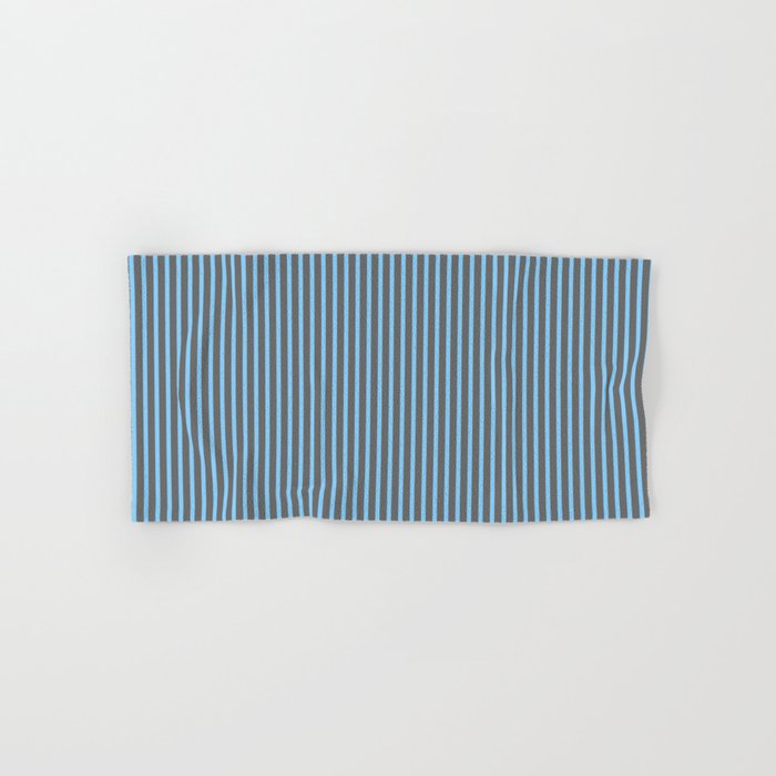 Light Sky Blue & Dim Grey Colored Lines/Stripes Pattern Hand & Bath Towel