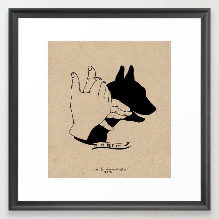 Hand-shadows Mr Dog Framed Art Print