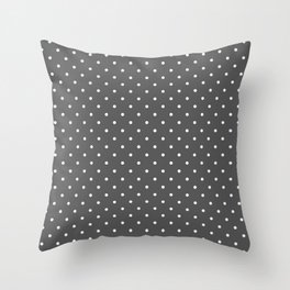 Small White Polka Dots On Dark Grey Background Throw Pillow