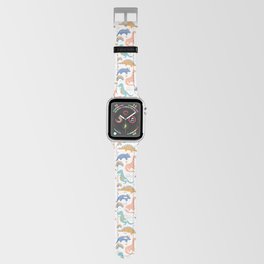 Dinosaurs + Rainbows in Blush Pink + Gold + Blue Apple Watch Band