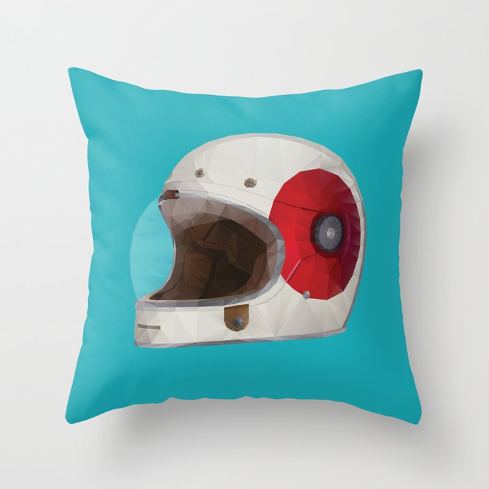 Bell Bullitt Cafe Racer Helmet Polygon Art Throw Pillow