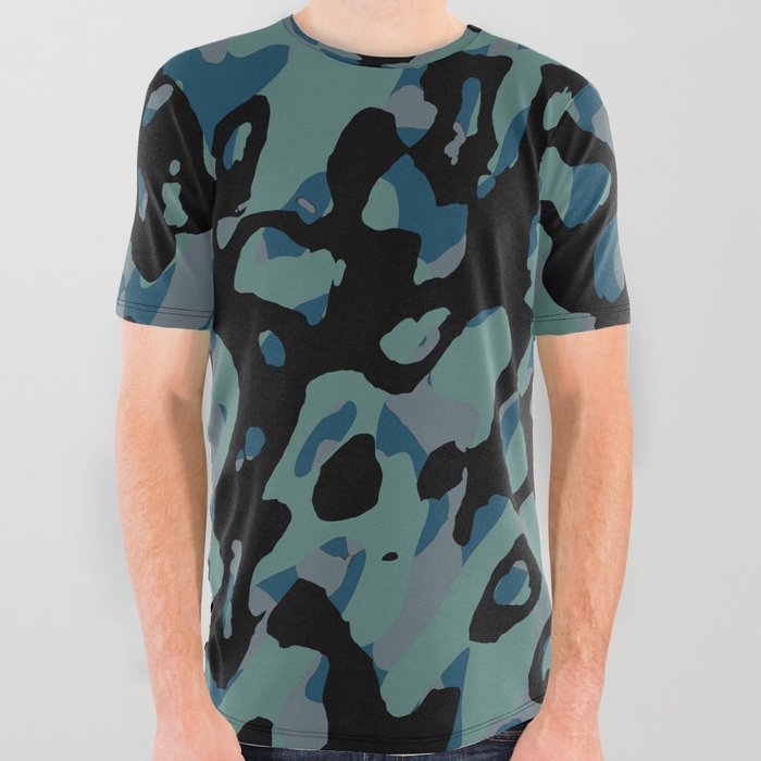 blue camo All Over Graphic Tee