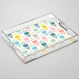 SPRING TULIPS FLORAL PATTERN with CREAM BACKGROUND Acrylic Tray