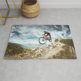 Flying Downhill on a Mountain Bike Rug