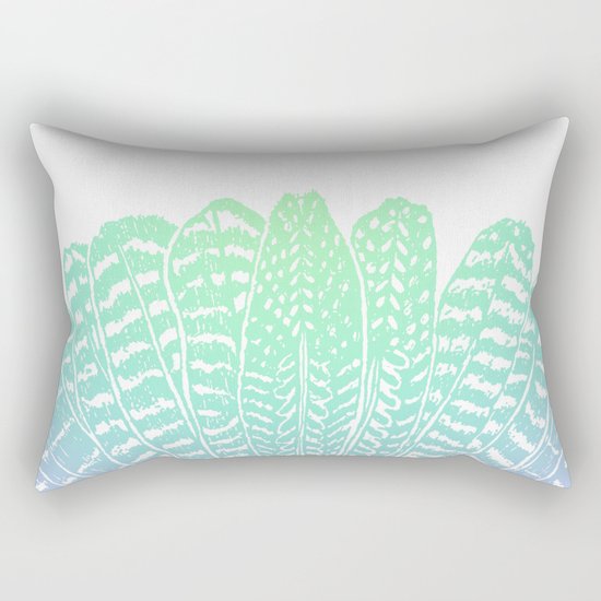 TRIBAL FEATHERS - SEAFOAM Rectangular Pillow