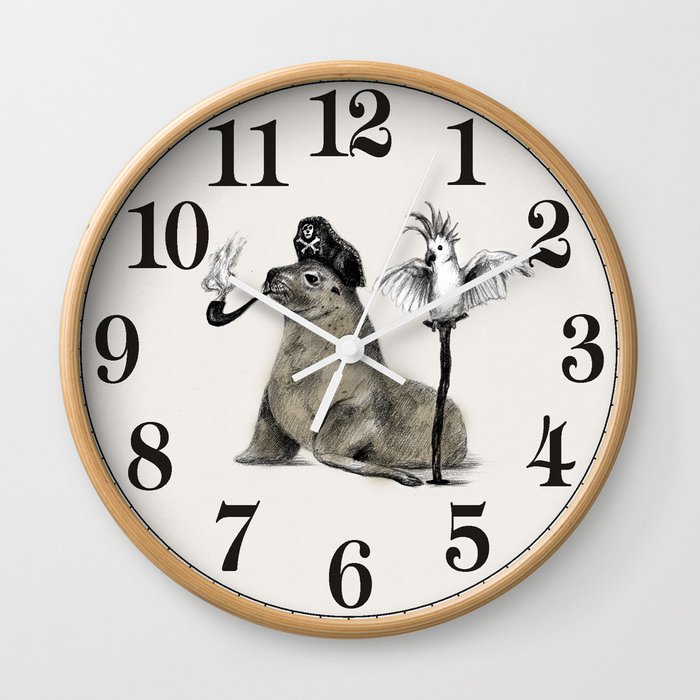 Pirate // seal parrot Wall Clock