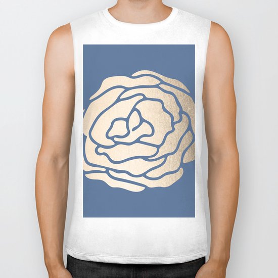 Rose White Gold Sands on Aegean Blue Biker Tank