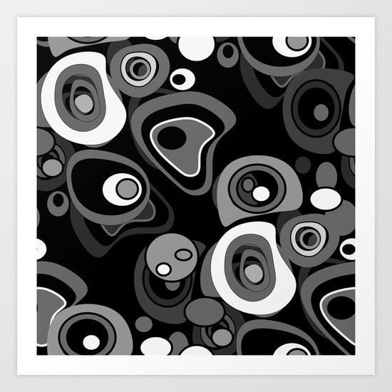 Abstract black and white polka dot pattern . Art Print