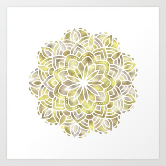Mandala Multi Metal Yellow Gold Art Print