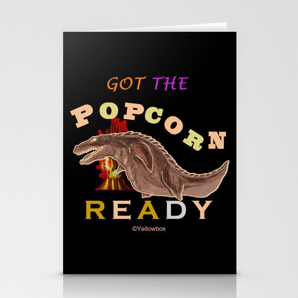 Got The Popcorn Ready to watch monster movie- Yellowbox ink painting Stationery Cards