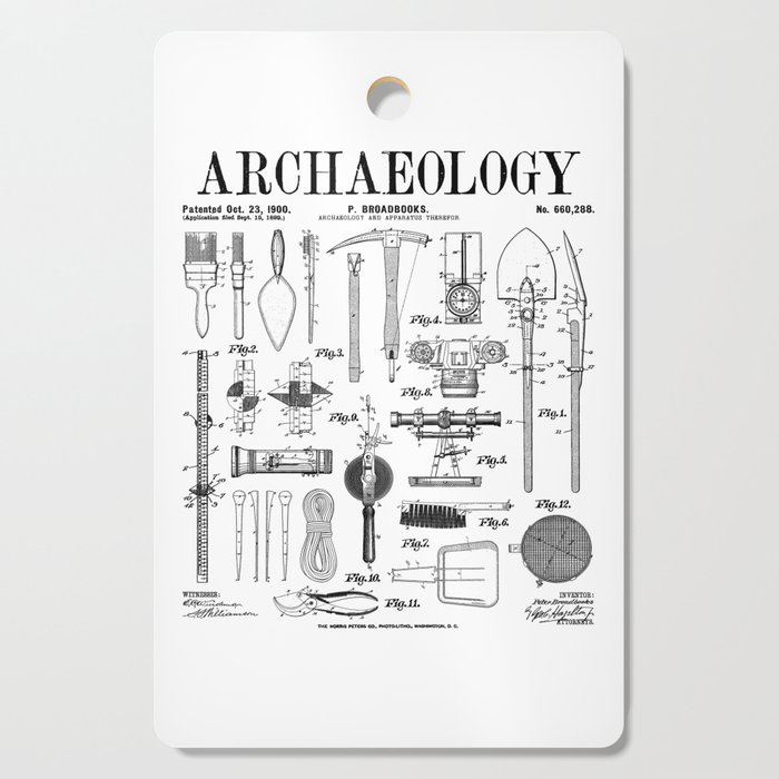 Archaeologist Archaeology Student Field Kit Vintage Patent Cutting Board