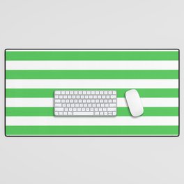 Kelly Green Horizontal Beach Hut Stripes Desk Mat