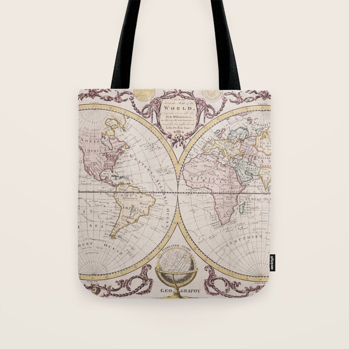 Vintage Map of The World (1782) Tote Bag by BravuraMedia | Society6