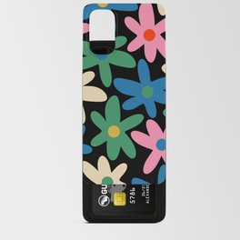 Daisy Time Colorful Retro Floral Pattern on Black Android Card Case