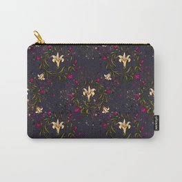 Decorative lily flower pattern, hand-drawn floral purple Carry-All Pouch