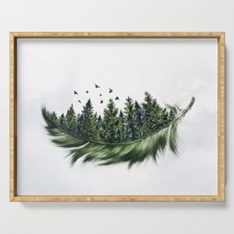 Earth Feather • Green Feather I Serving Tray