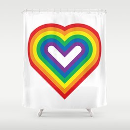 Rainbow Heart Shaped Striped Pattern Shower Curtain