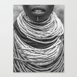 The Karo Necklace - Ethiopia - Black And White Photography - Africa - Tribal Art - African American Art Canvas Print