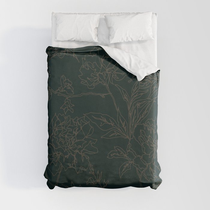 Emerald Vintage Chinoiserie Botanical Floral Toile Wallpaper Pattern Duvet Cover