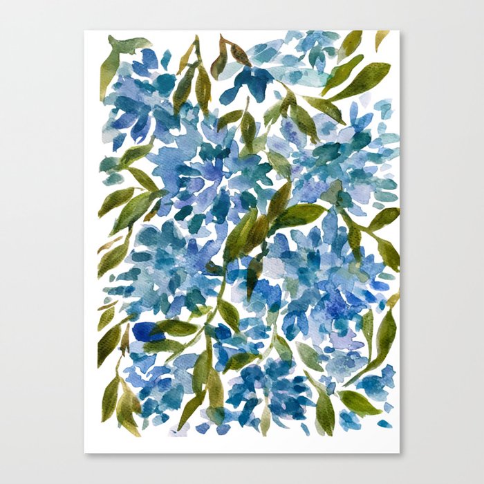Blue Hortencia watercolor design Canvas Print