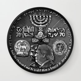 Trump Israel 70th Anniversary Temple Coin Art (Front Side) Wall Clock