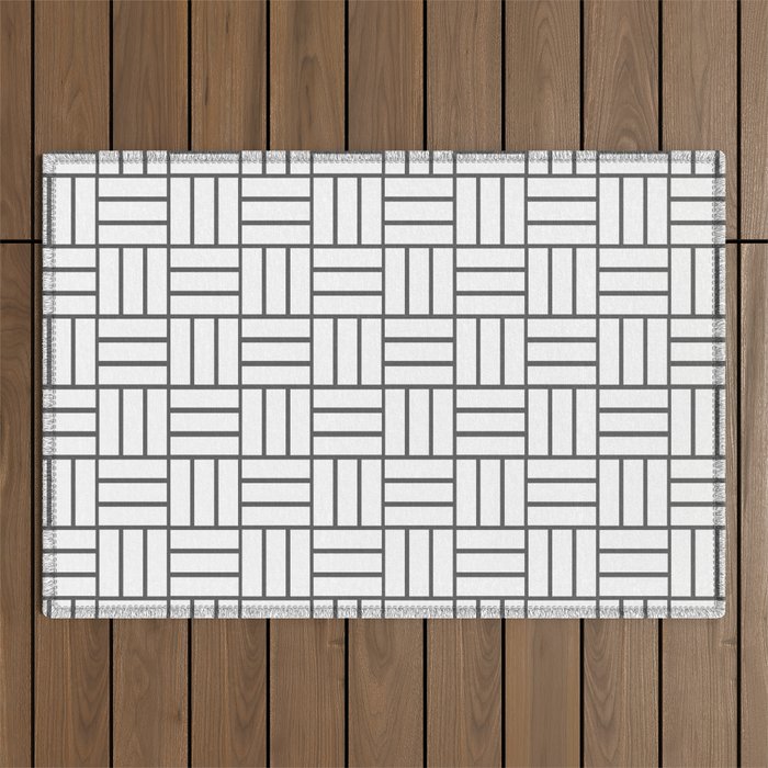 Basketweave (Grey & White Pattern) Outdoor Rug