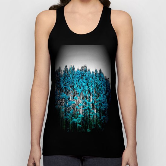 Turquoise Trees Gray Sky Unisex Tank Top