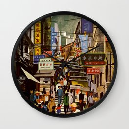 Vintage Hong Kong Travel Poster Wall Clock
