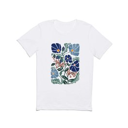 Klimt flower dark blue T Shirt | Floral, Garden, Simple, Blue, Vintage, Cottage, Outdoor, Shapes, Klimt, Pattern 