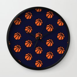 Blue Basketball Lover Sports Fan Print Pattern Wall Clock