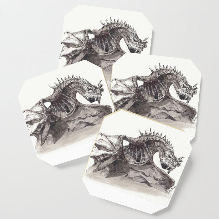 Paarthurnax From Skyrim Skyrim Dragon Fantasy Art Coaster By Terryganeyart
