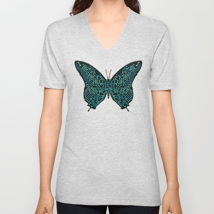 Mechanical Butterfly V Neck T Shirt