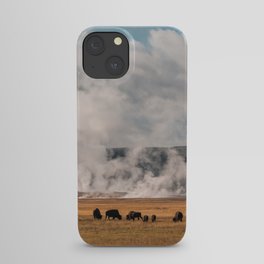 Bison Herd Framed by Steaming Geysers iPhone Case