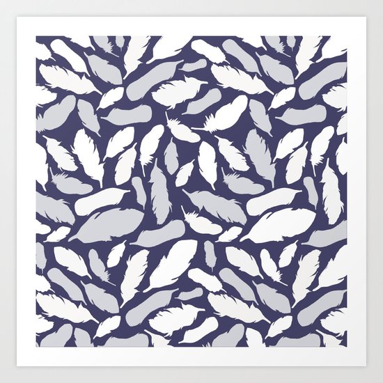 Feather Pattern Blue Art Print
