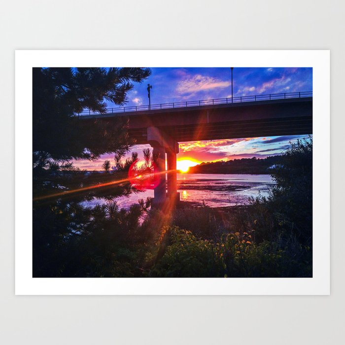 Casco Bay Bridge Sunburst Art Print