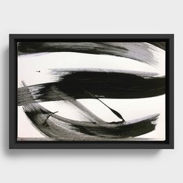 Brushstroke 9: a bold, minimal, black and white abstract piece Framed Canvas