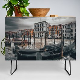 Venice Italy with gondola boats surrounded by beautiful architecture along the grand canal Credenza
