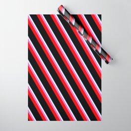 [ Thumbnail: Eyecatching Blue, Beige, Orchid, Red & Black Colored Lines/Stripes Pattern Wrapping Paper ]