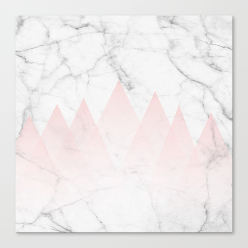 White Marble Background Pink Abstract Triangle Mountains Canvas Print By 5mmpaper Society6