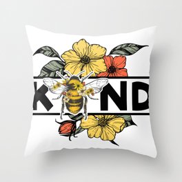 Retro Be Kind Bee Throw Pillow