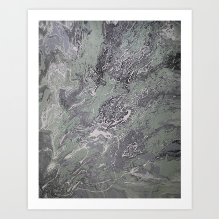 Greyed Jade White Gray Silver And Pale Green Pastel Fluid