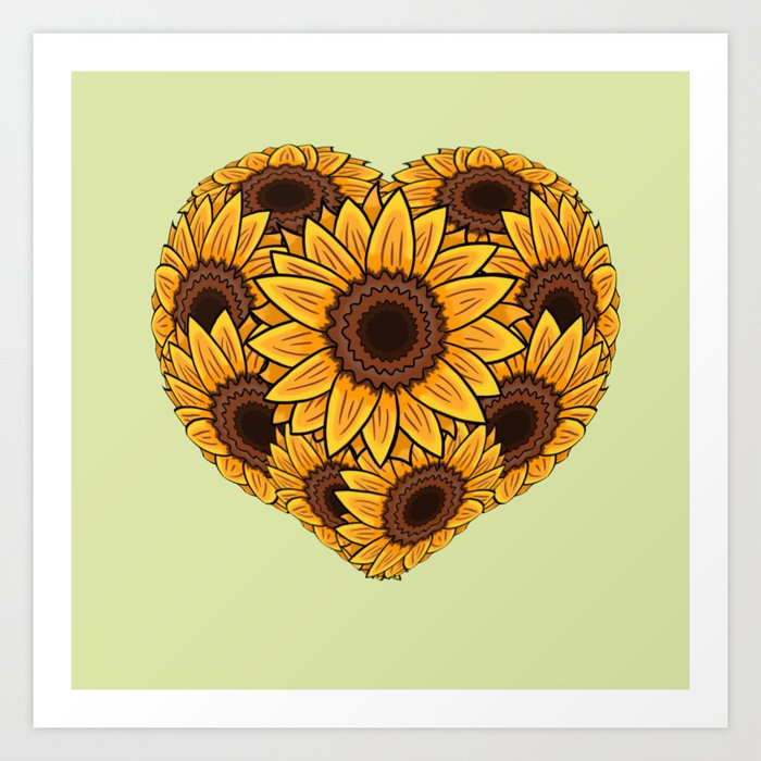 Sunflower Heart Art Print by Bluebird Studios Society6