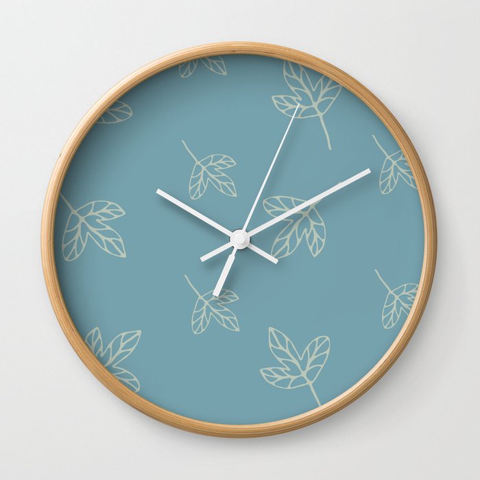 Blue cozy leaves for nice decor Wall Clock