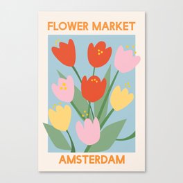 Flower Market Amsterdam Tulips Canvas Print