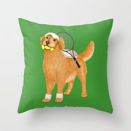 Ready for Tennis Practice (Green) Throw Pillow